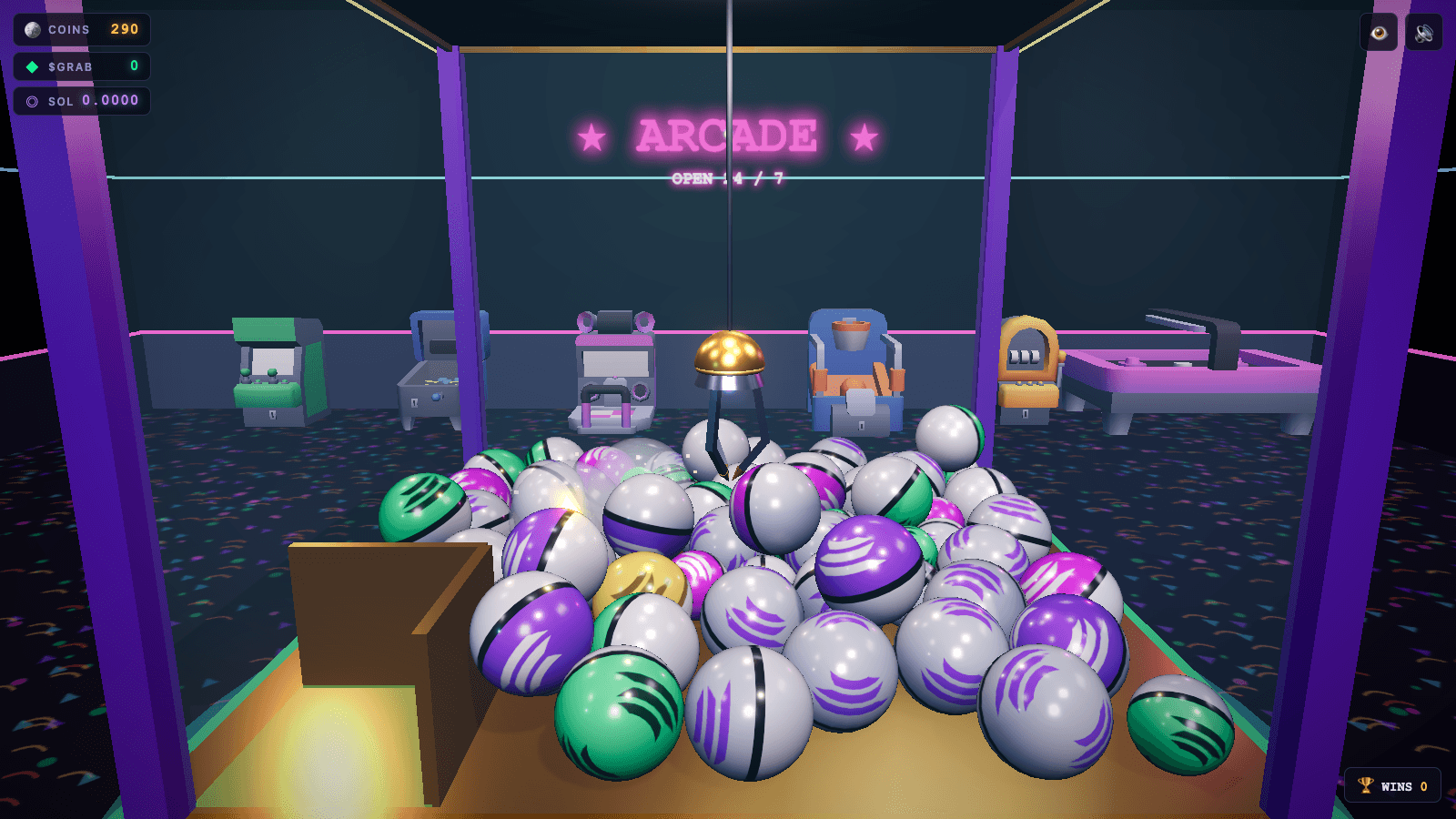 The claw gripping a capsule ball
